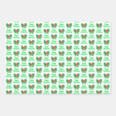 Jack Russell Terrier Christmas Dog Green Bow 3 Col Geschenkpapier Set (Vorderseite 2)