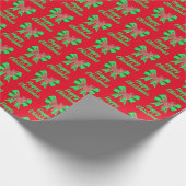 Jack Russell Terrier Christmas Dog & Green Bow Red Geschenkpapier (Ecke)