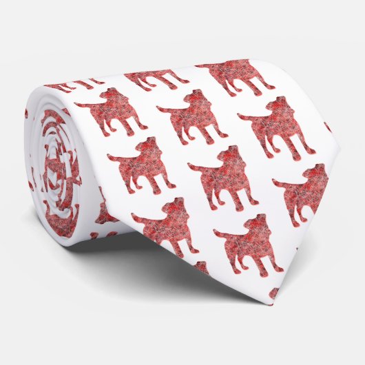 Jack Russell Terrier Christmas Dog Silhouette Weiß Krawatte (Gerollt)