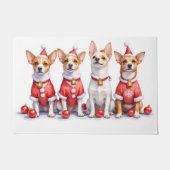 Jack Russell Terrier Christmas Dress Santa Hat Fußmatte (Vorderseite)