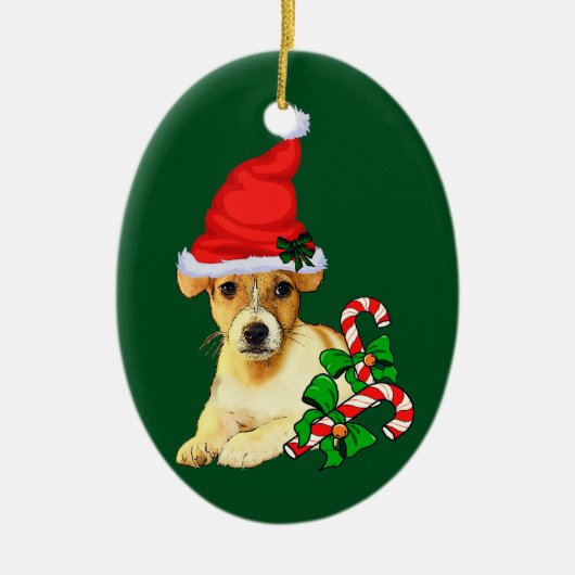 Jack Russell Terrier Christmas Keramikornament (Vorne)