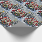 Jack Russell Terrier Christmas Red Truck Holiday Geschenkpapier (Ecke)
