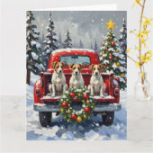 Jack Russell Terrier Christmas Red Truck Holiday Karte (Gelbe Blume)