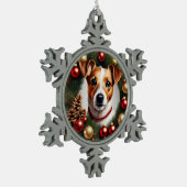 Jack Russell Terrier Christmas Schneeflocken Zinn-Ornament (Links)