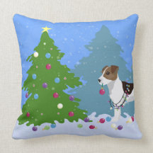 Jack Russell Terrier Dekoriert Weihnachtsbaum