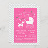 Jack Russell Terrier Dog Baby Dusche Pink Girl Einladung (Vorne/Hinten)