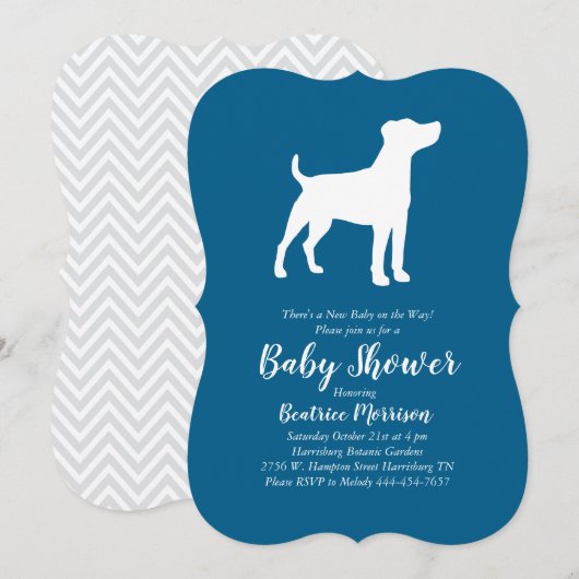 Jack Russell Terrier Dog Baby Shower Blue Boy Einladung (Vorne/Hinten)