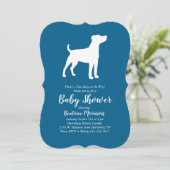 Jack Russell Terrier Dog Baby Shower Blue Boy Einladung (Stehend Vorderseite)