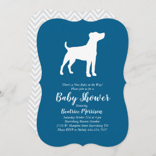 Jack Russell Terrier Dog Baby Shower Blue Boy Einladung