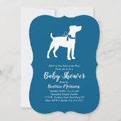 Jack Russell Terrier Dog Baby Shower Blue Boy Einladung (Vorderseite)