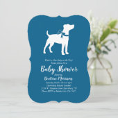 Jack Russell Terrier Dog Baby Shower Blue Boy Einladung (Stehend Vorderseite)