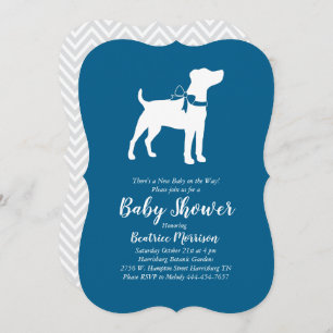 Jack Russell Terrier Dog Baby Shower Blue Boy Einladung