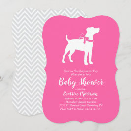 Jack Russell Terrier Dog Baby Shower Pink Girl Einladung