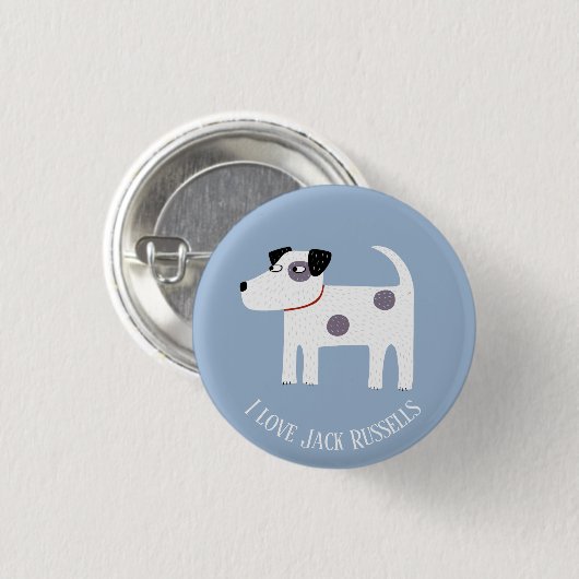 Jack Russell Terrier Dog Benutzerdefinierter Text Button (Vorne & Hinten)