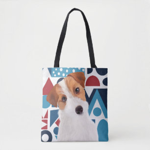 Jack Russell Terrier Dog Blau und rot geometrisch Tasche