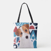 Jack Russell Terrier Dog Blau und rot geometrisch Tasche (Rückseite)