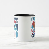 Jack Russell Terrier Dog Blau und rot geometrisch Tasse (Zentrum)