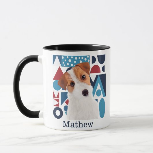 Jack Russell Terrier Dog Blau und rot geometrisch Tasse (Links)