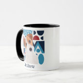 Jack Russell Terrier Dog Blau und rot geometrisch Tasse (Vorderseite Links)