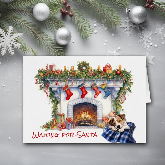 Jack Russell Terrier Dog Fireplace Warten Sie auf 