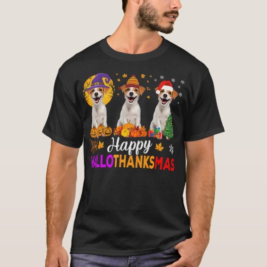Jack Russell Terrier Dog Halloween Christmas Hallo T-Shirt (Vorderseite)