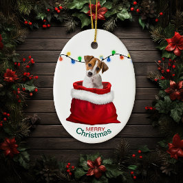Jack Russell Terrier Dog in der Holiday Gift Bag Keramik Ornament