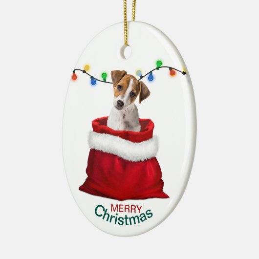 Jack Russell Terrier Dog in der Holiday Gift Bag Keramik Ornament (Links)
