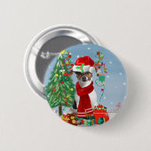 Jack Russell Terrier Dog in Schnee Weihnachtsgesch Button (Vorne & Hinten)