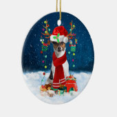 Jack Russell Terrier Dog in Schnee Weihnachtsgesch Keramik Ornament (Rechts)