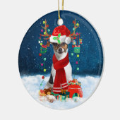 Jack Russell Terrier Dog in Schnee Weihnachtsgesch Keramik Ornament (Links)