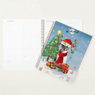 Jack Russell Terrier Dog in Schnee Weihnachtsgesch Planer