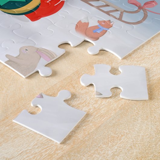 Jack Russell Terrier Dog in Schnee Weihnachtsgesch Puzzle (Seite)