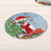 Jack Russell Terrier Dog in Schnee Weihnachtsgesch Runder Pappuntersetzer (Angewinkelt)