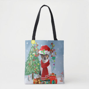 Jack Russell Terrier Dog in Schnee Weihnachtsgesch Tasche