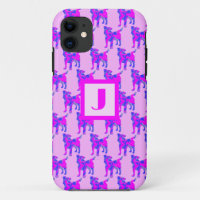 Jack Russell Terrier Dog Lover Pink & Blue Monogra