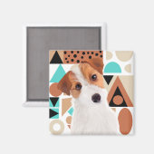 Jack Russell Terrier Dog Orange Geometric Magnet (Vorderseite/Rückseite)