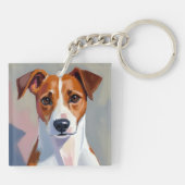 Jack Russell Terrier | Dog Painting Pet Schlüsselanhänger (Rückseite)