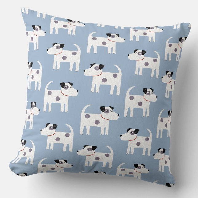 Jack Russell Terrier Dog Pattern Blau Kissen (Parson Jack Russell terrier dog pattern throw pillow)
