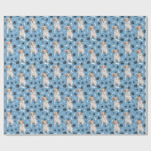 Jack Russell Terrier Dog Paw Print Pattern auf Blu Geschenkpapier (Flach)