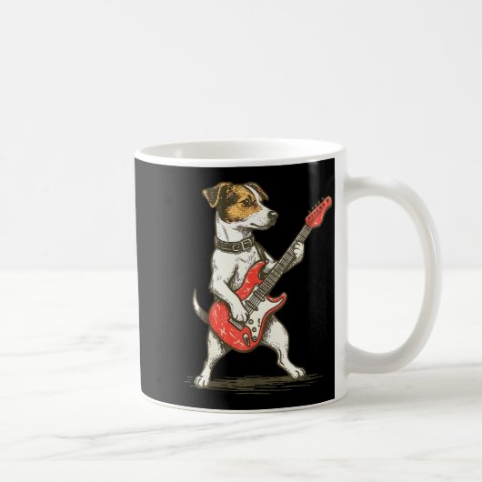 Jack Russell Terrier Dog Playing Guitar Rocker Gui Kaffeetasse (Rechts)