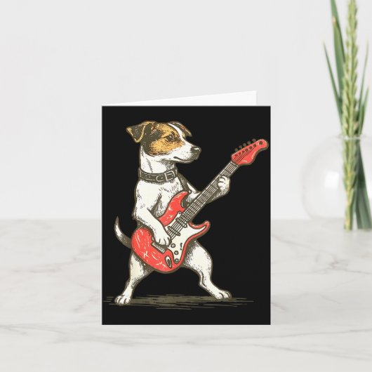Jack Russell Terrier Dog Playing Guitar Rocker Gui Karte (Vorderseite)