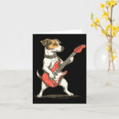Jack Russell Terrier Dog Playing Guitar Rocker Gui Karte (Gelbe Blume)