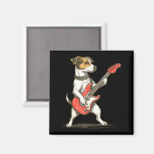 Jack Russell Terrier Dog Playing Guitar Rocker Gui Magnet (Vorderseite/Rückseite)