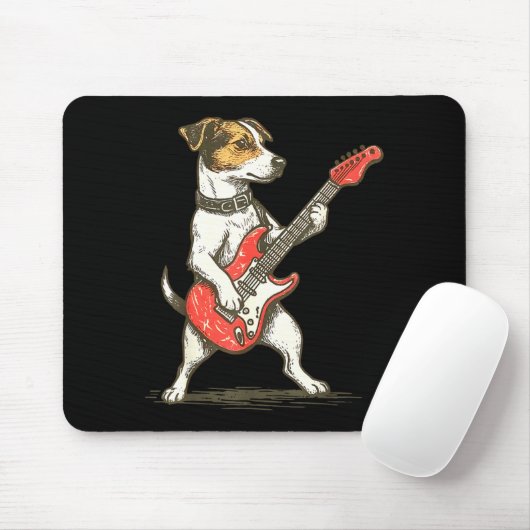 Jack Russell Terrier Dog Playing Guitar Rocker Gui Mousepad (Mit Mouse)