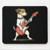 Jack Russell Terrier Dog Playing Guitar Rocker Gui Mousepad (Vorne)