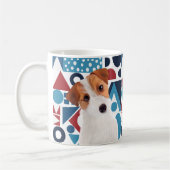 Jack Russell Terrier Dog Red und Blue Geometric Kaffeetasse (Links)