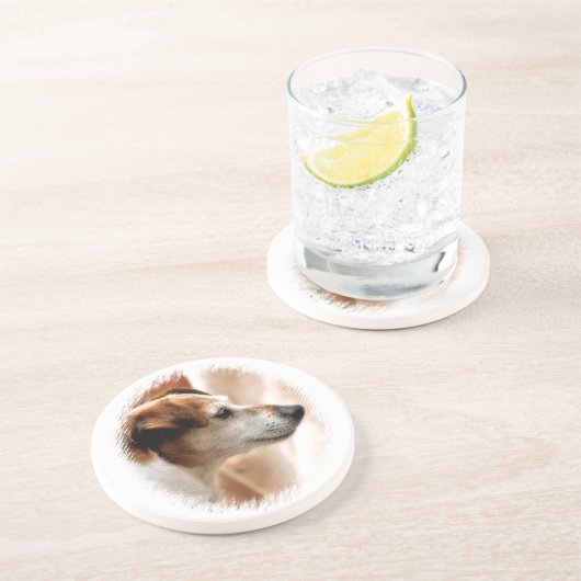 JACK RUSSELL TERRIER DOG SANDSTEIN UNTERSETZER (Seite)