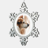 JACK RUSSELL TERRIER DOG SCHNEEFLOCKEN Zinn-Ornament (Rechts)
