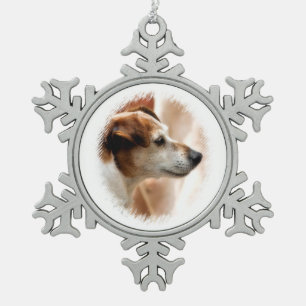 JACK RUSSELL TERRIER DOG SCHNEEFLOCKEN Zinn-Ornament