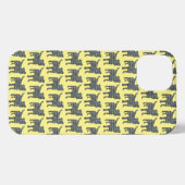 Jack Russell Terrier Dog Silhouette Grid Yellow iPhone Hülle (Rückseite (Horizontal))